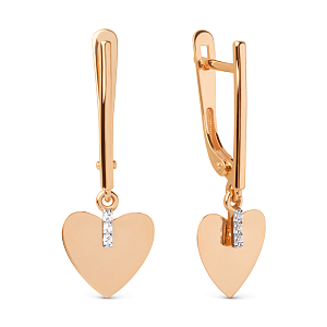 Серьги из красного золота с фианитами