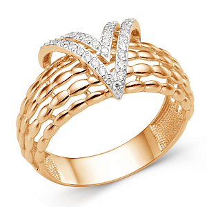 Кольцо из красного золота с фианитами