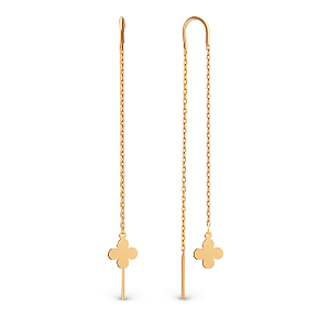 Серьги продевки из красного золота