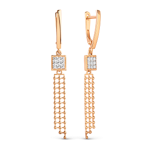 Серьги из красного золота с фианитами