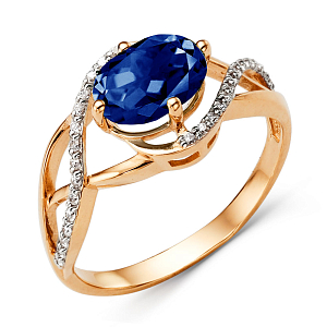 Кольцо из красного золота с корундом