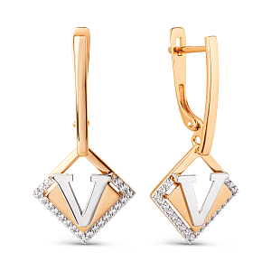 Серьги из красного золота с фианитами