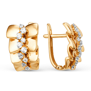 Серьги из красного золота с фианитами