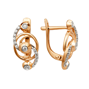 Серьги из красного золота с фианитами