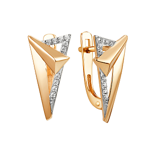 Серьги из красного золота с фианитами