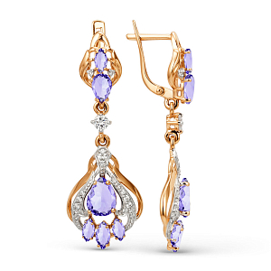 Серьги из красного золота с аметистами