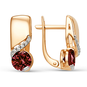 Серьги из красного золота с гранатами