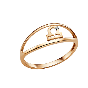 Кольцо из красного золота с фианитом