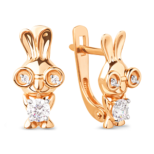 Серьги из красного золота с фианитами