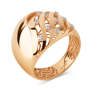 Кольцо из красного золота с фианитами