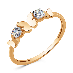 Кольцо из красного золота с фианитами