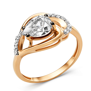 Кольцо из красного золота с фианитами