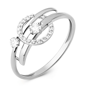 Кольцо из белого золота с фианитами