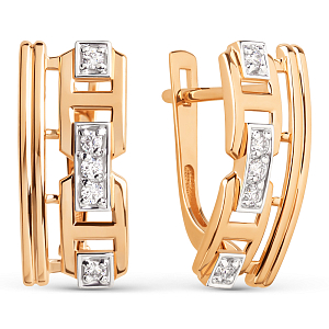 Серьги из красного золота с фианитами