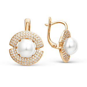 Серьги из красного золота с жемчугом