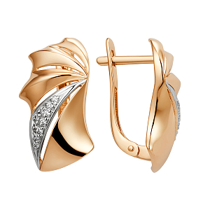 Серьги из красного золота с фианитами