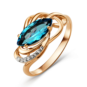 Кольцо из красного золота с лондон топазом