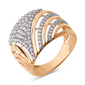 Кольцо из красного золота с фианитами