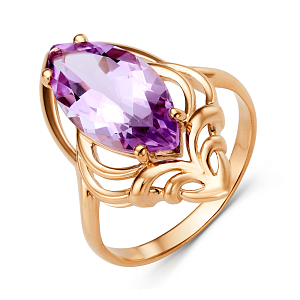 Кольцо из красного золота с аметистом
