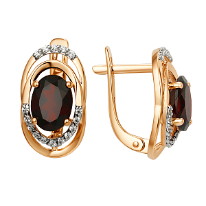 Серьги из красного золота с гранатами