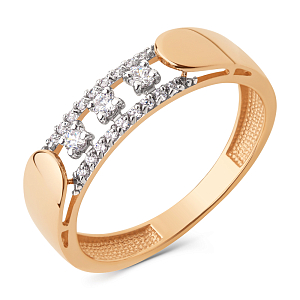 Кольцо из красного золота с фианитами