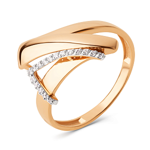 Кольцо из красного золота с фианитами