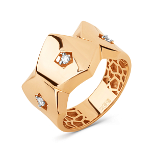 Кольцо из красного золота с фианитами