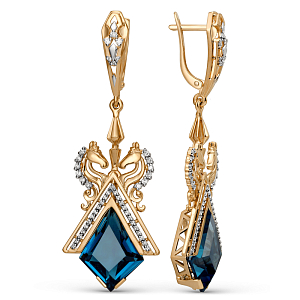 Серьги из красного золота с лондон топазами