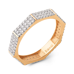 Кольцо из красного золота с фианитами