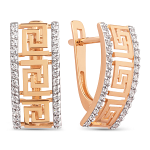 Серьги из красного золота с фианитами