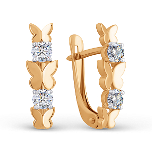 Серьги из красного золота с фианитами