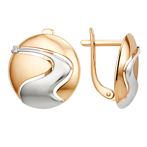 Серьги из красного золота с фианитами