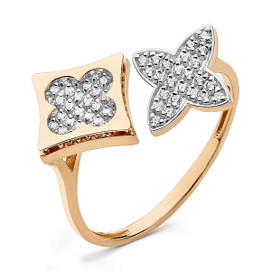 Кольцо из красного золота с фианитами