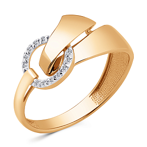 Кольцо из красного золота с фианитами