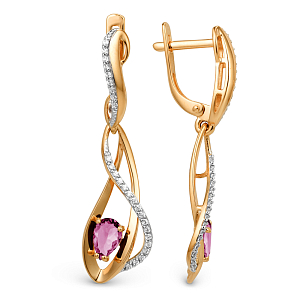 Серьги из красного золота с корундами