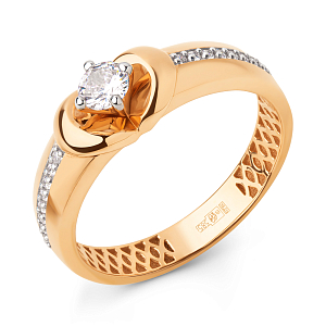 Кольцо из красного золота с фианитами