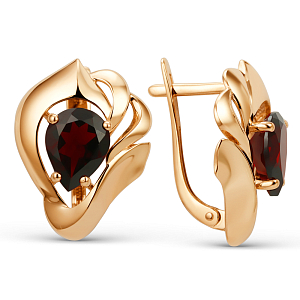 Серьги из красного золота с гранатами