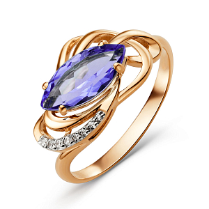 Кольцо из красного золота с аметистом