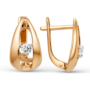 Серьги из красного золота с фианитами