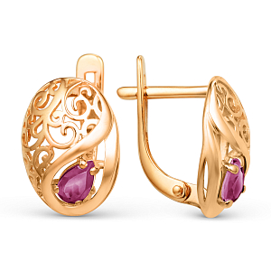 Серьги из красного золота с корундами