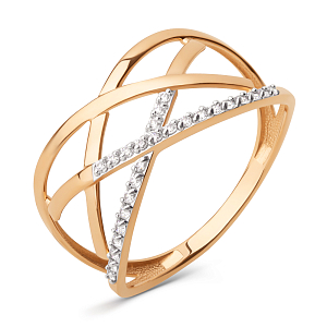 Кольцо из красного золота с фианитами