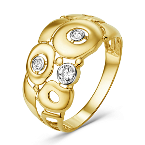 Кольцо из желтого золота с фианитами