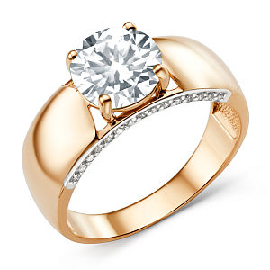 Кольцо из красного золота с фианитами