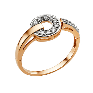 Кольцо из красного золота с фианитами