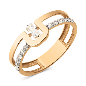 Кольцо из красного золота с фианитами