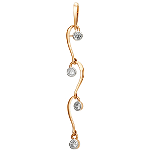 Подвеска из красного золота с фианитами