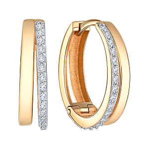 Серьги из красного золота с фианитами