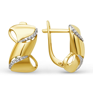 Серьги из желтого золота с фианитами