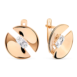 Серьги из красного золота с фианитами