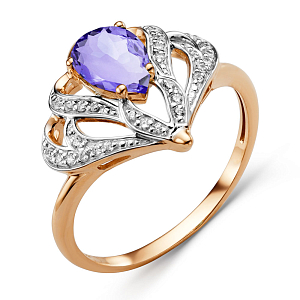 Кольцо из красного золота с аметистом